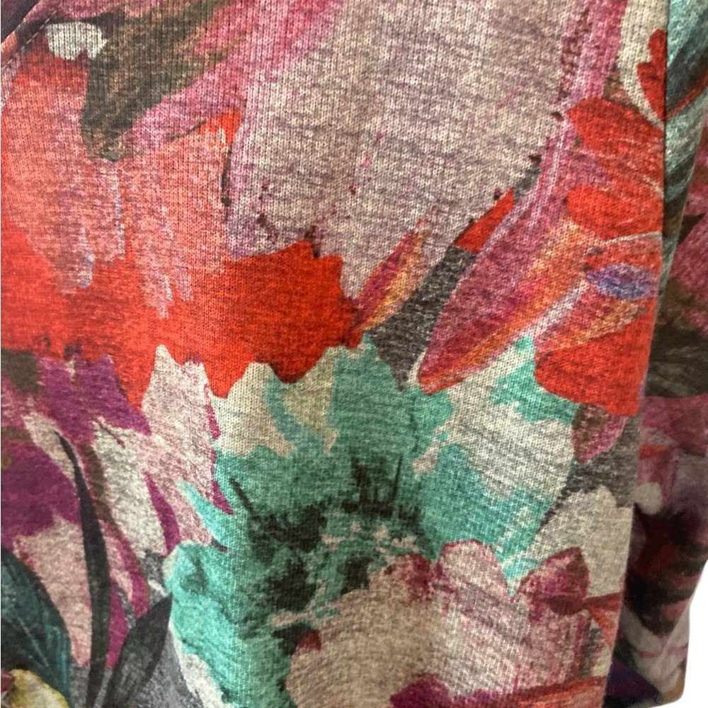 Soft Surroundings First Bloom Tunic vibrant watercolor floral V-neckline Comfort - Picture 6 of 12